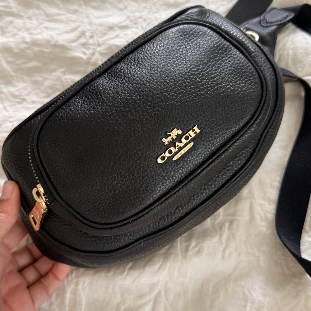 Coach Black Pebble Leather Belt Bag / Fanny Pack
